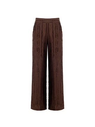 Pantalone a palazzo cioccolato in jacquard