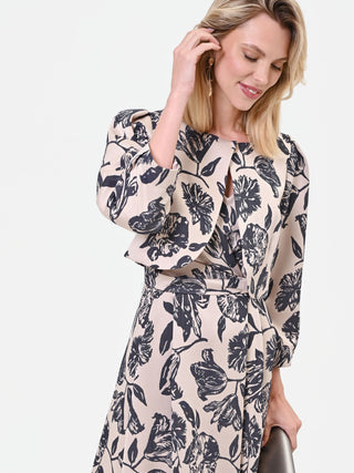 Kurze Jacquard-Jacke in Marineblau