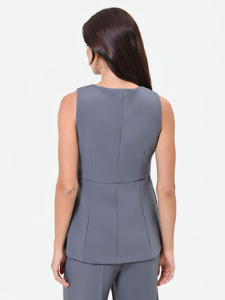 Grey Crossover Pleat Vest
