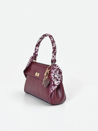 Borsa a mano bordeaux con foulard