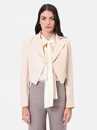 Giacca corta beige con revers