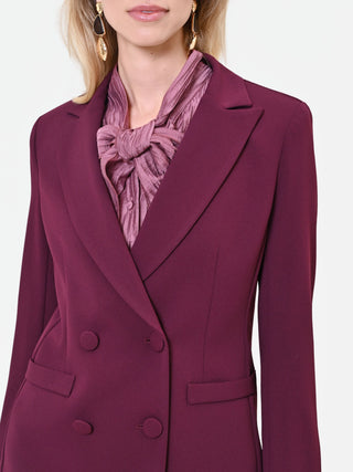Bordeauxroter Zweireiher-Blazer aus Scuba-Crêpe