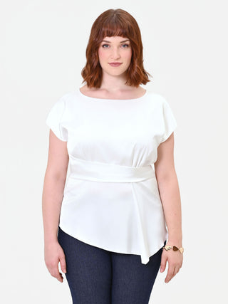 Blusa Curvy asimmetrica panna bianco in raso