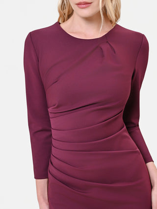Bordeaux Sheath Dress with Asymmetrical Draping