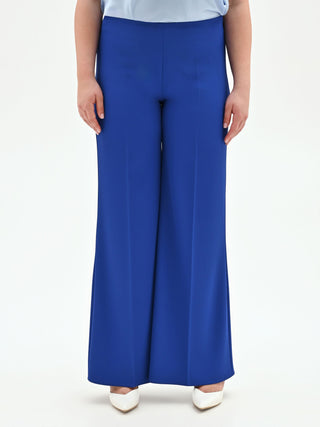 Pantalone Curvy a palazzo blu cina dalla linea fluida in cadi