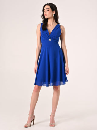 Abito Blu Cina in Crepe Georgette