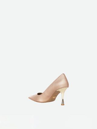 Décolleté Glitter con Tacco in Metallo Gold