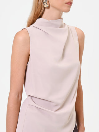 Taupe Beige Asymmetric Draped Top