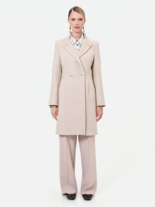 Cappotto doppiopetto tortora beige