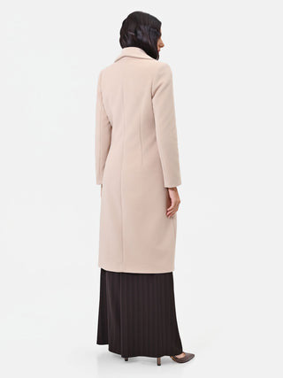 Cappotto Lungo Tortora con Revers Ampi