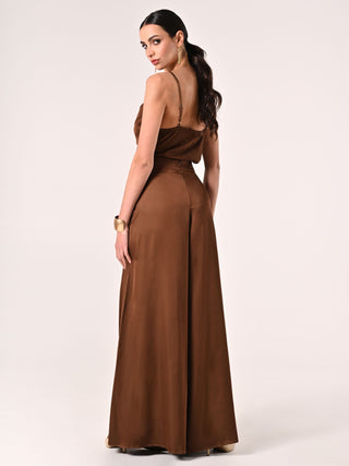 Pantaloni in Raso Marrone
