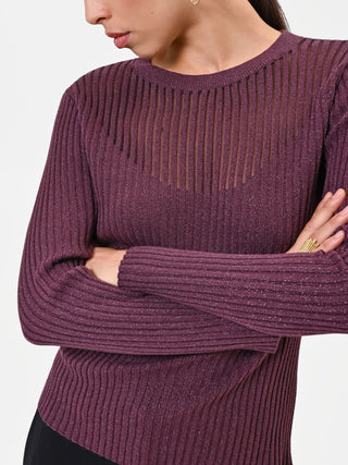 Burgundy Viscose Top with Sheer Details