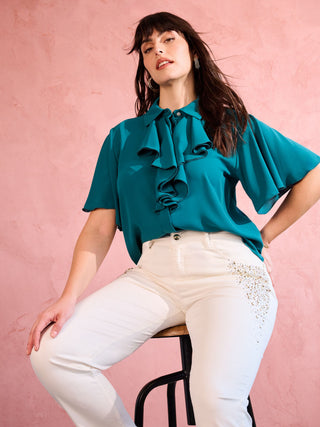 Blouse curvy vert royal