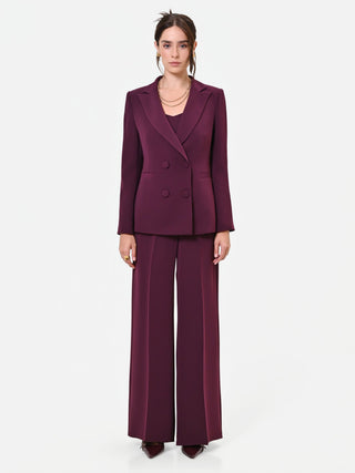 Zweireihiger Studio-Blazer aus Crêpe in Bordeauxrot