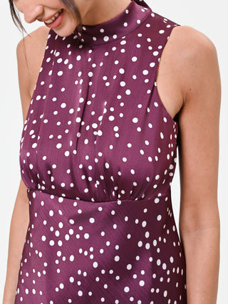princess polly baby blue dress Burgundy Polka Dot Satin Maxi Dress – Rinascimento