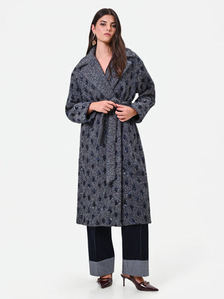 Navy Blue Wrap Coat