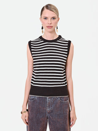 Top in maglia a righe marrone