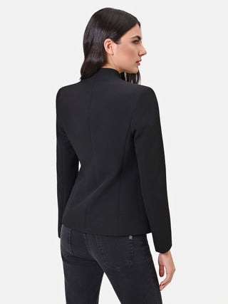 Single-breasted jacket in technical fabric with a stand-up collar