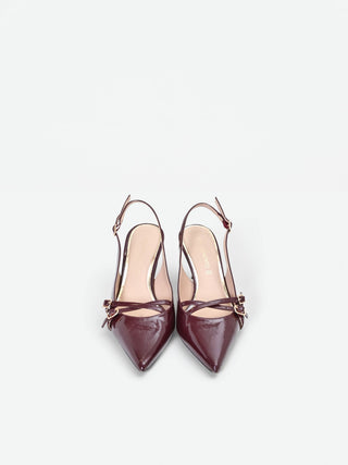 Escarpins slingback bordeaux à brides croisées