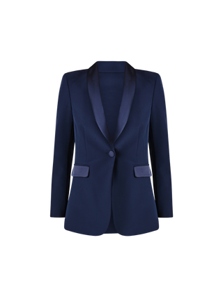 Blue Tuxedo-Lapel Jacket