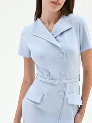 Vestido tubo cruzado azul cielo