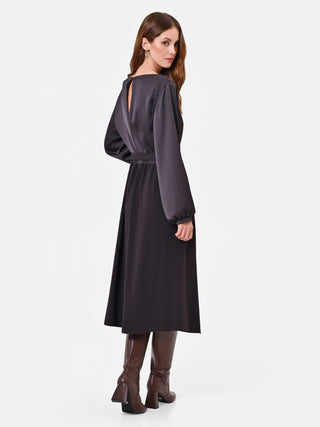 Abito midi marrone in raso