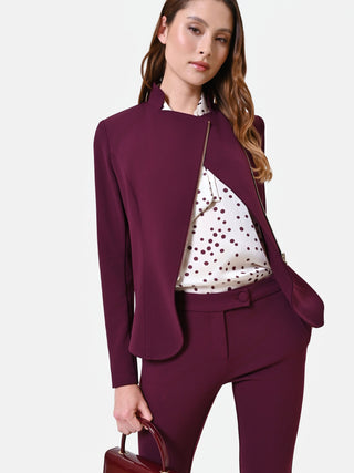 Giacca bordeaux con zip asimmetrica