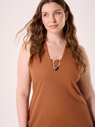 Abito Curvy Marrone in Viscosa