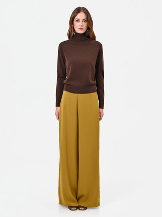 Pantalone fluido verde olio a palazzo