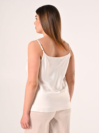 White curvy Top with Jewel Insert