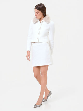 White Bouclé-Effect Miniskirt