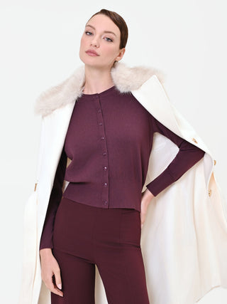 Cardigan girocollo bordeaux rosso
