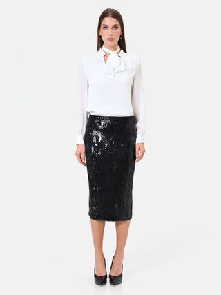Black Sequin Midi Skirt
