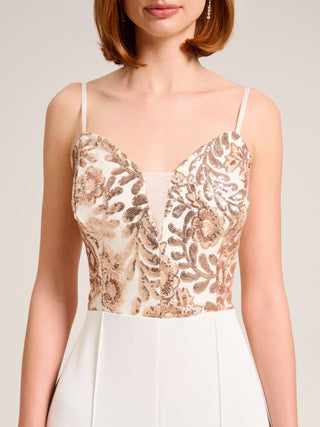 White Sequins Jumpsuit
