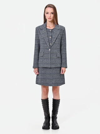 Giacca in stuoia mélange blu navy