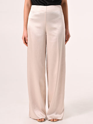 Pantalon en satin structuré beige