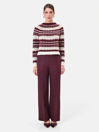 Jersey burdeos jacquard con motivos geométricos