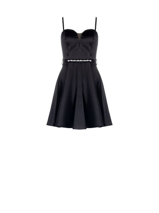 Abito a Ruota in Satin Nero