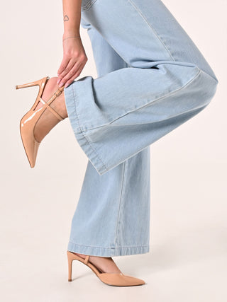 Camel Patent Leather Pumps