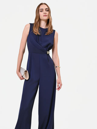 Navyblauer Jumpsuit mit Drapierung