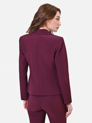 Burgundy Red Double-Breasted Jacket with Jewel Buttons