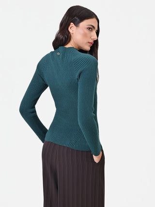 Petrol Green Ribbed Viscose Sweater