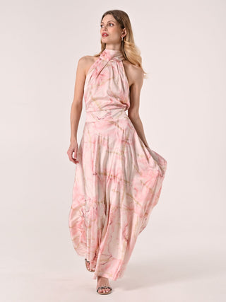 Robe à l’américaine marbrée rose