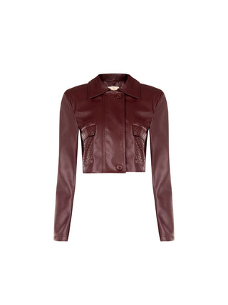 Giacca corta bordeaux rosso effetto pelle