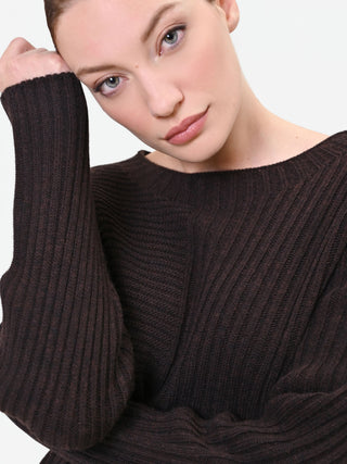 Maglia marrone moro con texture a coste
