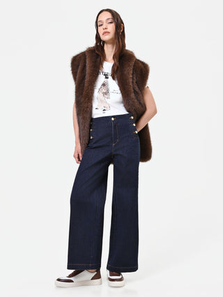 Navy Wide-Leg Sailor Jeans