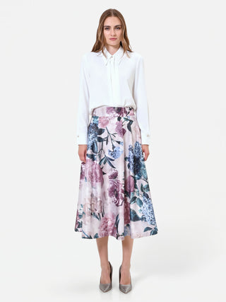 Satinrock in Altrosa mit floralem Print