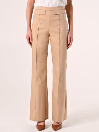 Pantaloni Beige in Cotone con Patte