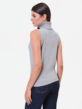 Light Grey Sleeveless Turtleneck Sweater