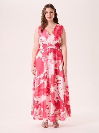Long Curvy Dress with Camelia Pink Print